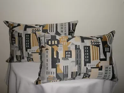 Gray Gold Buildings Cityscape Heavy Jacquard 40x60cm Cushion Covers Au Made • $25