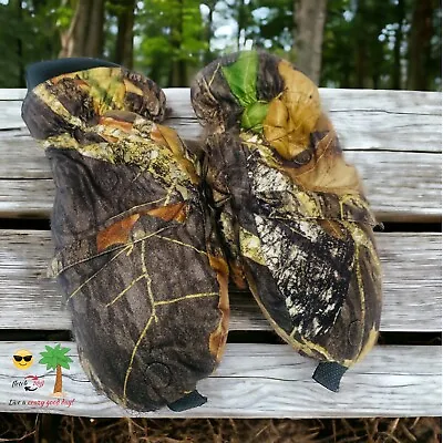 Mossy Oak Break Up Hunting Pop Top Mittens Size L Magnetic  Finger/Thumb Holder • $17.77