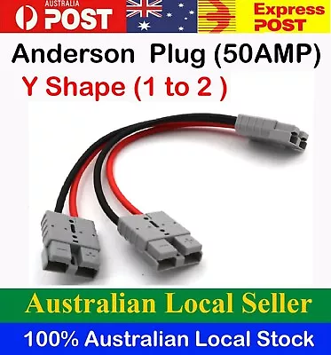 50 Amp Anderson Plug Connector Double Y Adaptor 1 To 2 6mm Automotive Cable • $12.50