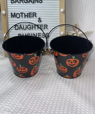 Set 2 Mini Halloween Candy  Tin Buckets / Pails New • $3.50