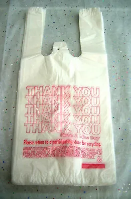 $12.77 • Buy 100 Medium Thank You Plastic Dual Handle Bags Retail Shopping Bag 12  X 6  X 21 