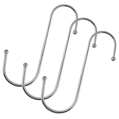 3pcs Stainless Steel S Hooks Kitchen Utensil Meat Pan Clothes Garden Hanger • £2.99