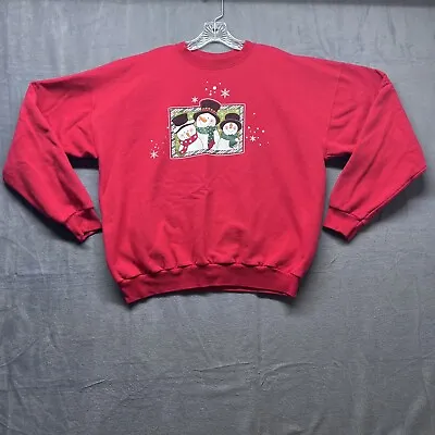 Hanes Sweatshirt Mens Large Snowman Christmas Sweater Long Sleeve Crew Neck • $15