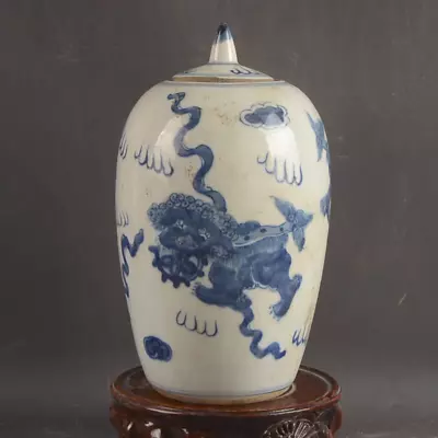 Beautiful Old Chinese Antique Ming Dynasty Blue&white Porcelain Lion Pot • $60