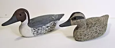 Vintage Pair Of Carved Wood Pintail Duck 7   Decoys Signed B W! Free Shipping! • $77