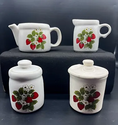 Vintage McCoy Strawberry Fields Creamer Sugar Crock Tea Pot • $35