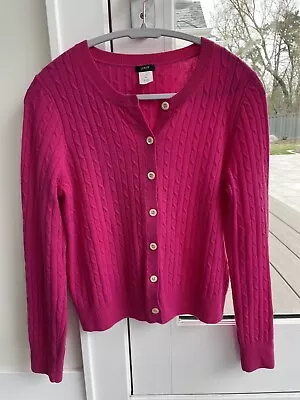 J Crew Vintage Pink Cable Cardigan Cashmere Blend Size Medium • $22.95