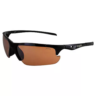 Maxx Storm Sports & Motorcycle Sunglasses TR90 Black Frame W/ HD Amber Lens • $20.99