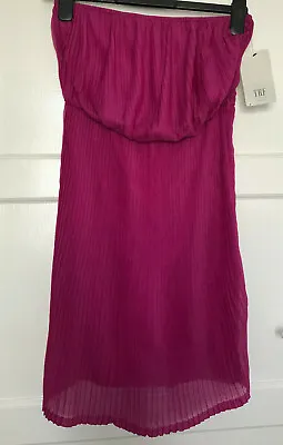 BNWT Zara TRF Collection Sleeveless Boob Tube Pink Ruffle Dress UK 8 Small S • £10.99