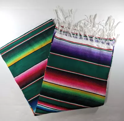 Mexican Sarape Serape Blanket Green Purple Pink Tapestry Saltillo Southwestern • $29.99