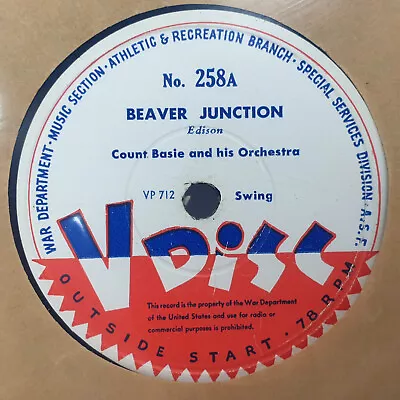 $86.02 • Buy V Disc 258 Count Basie Beaver Junction / Kansas City Stride 78rpm War Department