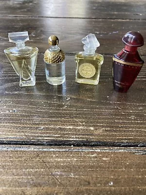 LOT OF 4VINTAGE MINIATURE GLASS PERFUME BOTTLES Guerlain Full! • $29