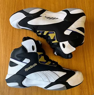 Men's Reebok Pump SHAQ ATTAQ Basketball Shoe - White/Black/Gold - US M10.5 • $190