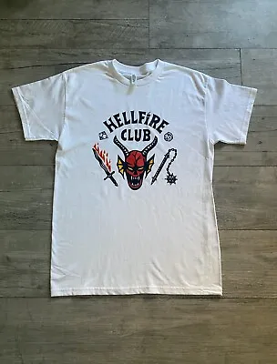 $18.99 • Buy Hellfire Club D&D White T-Shirt / Stranger Things Inspired Dustin Dungeon Tee