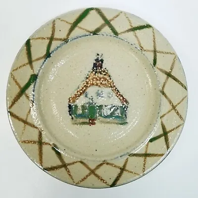 B Stebner Small Bread Plate Dish Salt Glaze House Cottage Hartville Ohio Vintage • $45.99