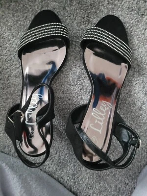 Womens Ladies Low Heel Wedding Bridal Silver Sandals Party Strappy Shoes Open 6 • £7.99