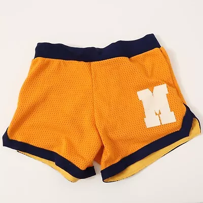 Vintage 70s University Michigan Wolverines Basketball Shorts Yellow Blue Large • $99