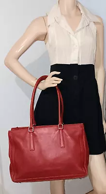 Vintage COACH 9426 Red Large Leather  USED  Carryall Tote Bag • $39.99