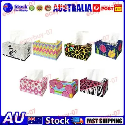 $12.85 • Buy AU 5D DIY Diamond Painting Square Tissue Box Kit Handmade Art Tissue Dispenser