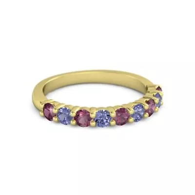 10K Yellow Gold Round 2.5MM Rhodolite Tanzanite Eternity Ring • £203.26