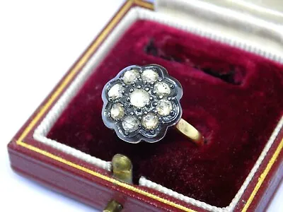 £450 • Buy Georgian Antique 14ct Gold Old Cut Diamond Cluster Ring. UK Size P.
