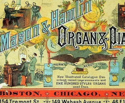 1870's-80's Mason & Hamlin Organ & Piano Co Lovely Scenes Victorian Card F77 • $8.75