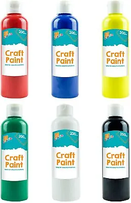 £17.95 • Buy 6  Craft Ready Mixed Poster Paints 200ml Black Red White Blue Green Yellow 