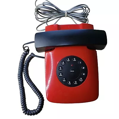 Vintage Telequest Grand Prix Phone Retro 80s Red Black Corded MCM • $28.99
