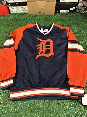 (NEW) Starter Detroit Tigers Blue Pullover Jacket Windbreaker Men's Large • $72.49