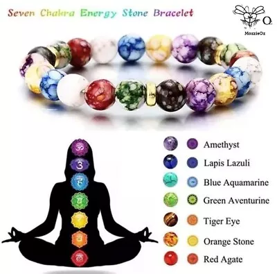 7 Chakra Natural Stone Beads Healing Balance Meditation Stretchable Bracelet • $9.50