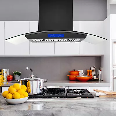 30/36 Inch Island Range Hood 900CFM Stainless Steel Tempered Glass Panel 3 Speed • $253.99