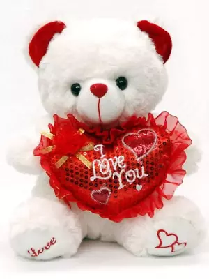 Valentines 12  Plush Teddy White Bear With Heart And  I Love You  Button • $16