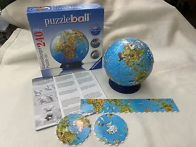 Ravensburger PuzzleBall 240 Globe World Animal COMPLETE 110209 Puzzle Earth Ball • $15.50