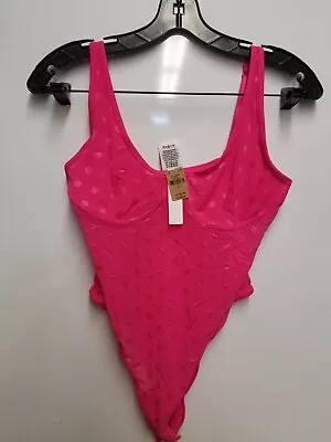 Victoria's Secret 11235801 Dot Mesh Bodysuit Sz Lg - Pink 0UND • $28.95