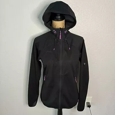 Mammut Women Sz M Black Purple Ultimate Hoodie 2 Soft Shell Jacket Gorp Full Zip • $54.99