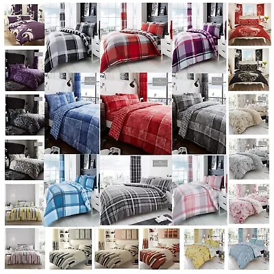 Reversible Duvet Quilt Cover Bedding Set Single Double King Size With Pillowcase • £13.99