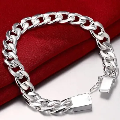 Hot 925 Sterling Silver Fine Classic 10MM Man Chain For Women Fashion Jewelry • $2.94