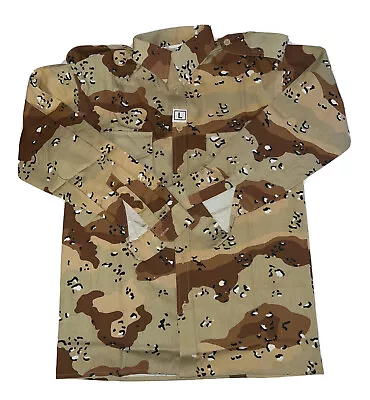 NIOP Mens Sz Lge 6 Color Chocolate Chip Camo Button Up Shirt L/Slv Epaulettes  • $26