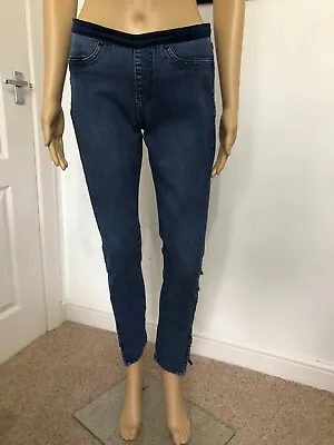 Mango Jeans Size 10-12 Skinny Indigo Jeans/jeggings  Elasticated Waist Zip Legs • £2.99