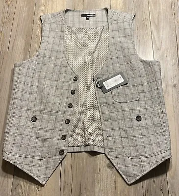 $79 New Murano Men's Plaid Lined Button Dress Vest Grey Medium NWT • $36.99