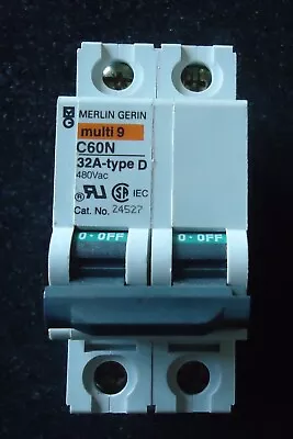 Merlin Gerin Circuit Breaker Multi 9 C60N 32A-Type D 480 VAC. • $19.95