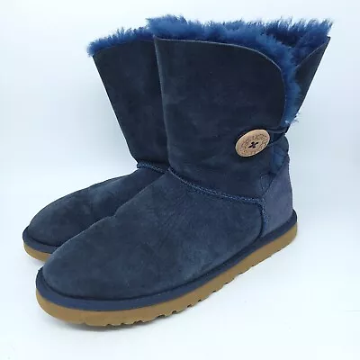 UGG Women’s Bailey Button Blue Suede Casual Winter Boot Size US 9 • $39.97