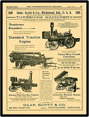1898 Gaar Scott Traction Engine Richmond IN NEW Sign 24x30  USA STEEL XL Size • $129.88