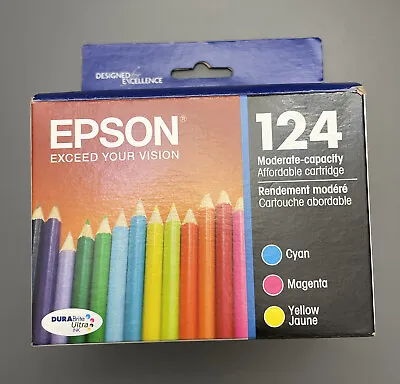 Epson 124 Cyan Magenta Yellow Ink Cartridges Sealed Genuine EXPIRED 11/2019 • $9.09