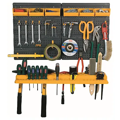Garage Workshop Wall Tool Rack & Panel Storage Organiser Kit With Parts Bins • £25.95