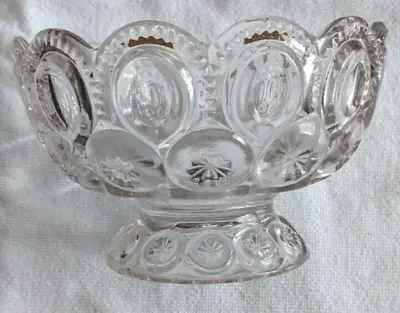 Vintage Moon And Stars Clear Glass Footed Dish 6  Wide • $12