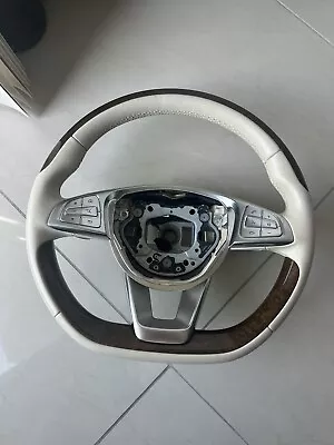 Three Spoke Steering Wheel Leather W/wood Mercedes S550 C217 15-17 *dirt/worn • $690