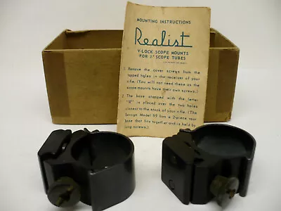 Vintage Set Of Realist V-Lock Scope Mounts 1  In Western Auto Box • $24.99