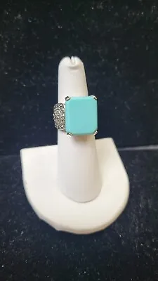 Vintage .925 Sterling Silver Turquoise Marcasite Ring • $59.99