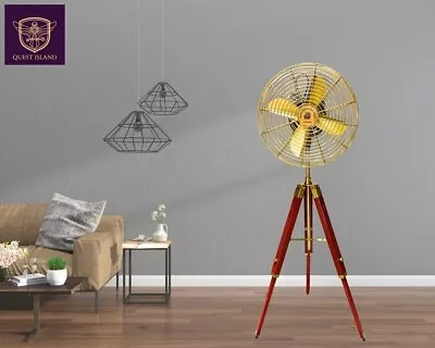 Vintage Electric Pedestal Fan With Wooden Tripod Floor Fan Home/Office Decor • $166.50